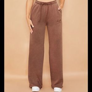Bo & Tee Supreme Wide Leg Jogger in Brown NWT
